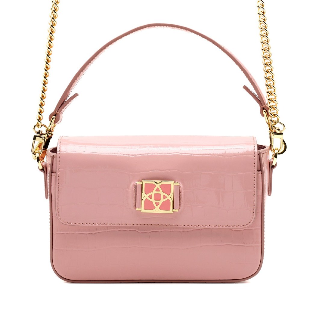 Bscene Pudra Kadın Kroko Baskılı Deri Omuz Çantası