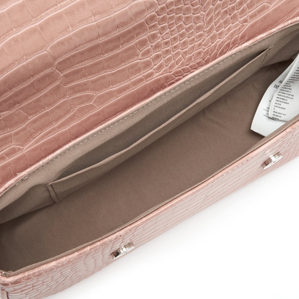 Buagetti Bej Kadın Kroko Baskılı Omuz Çantası