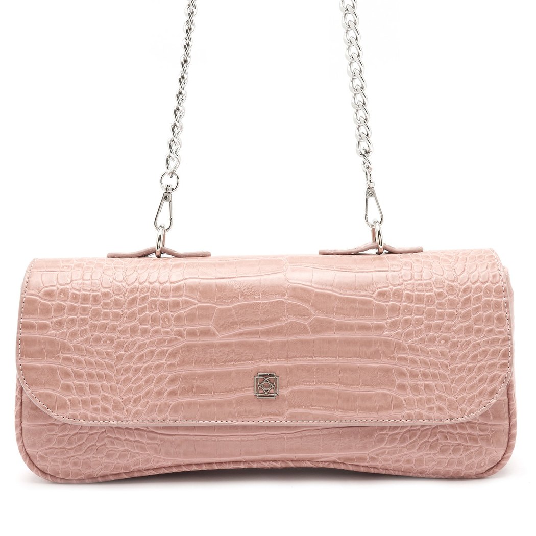 Buagetti Bej Kadın Kroko Baskılı Omuz Çantası