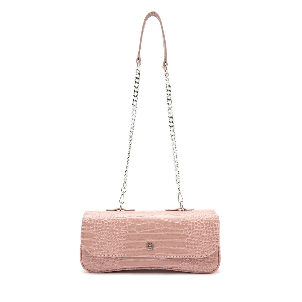 Buagetti Bej Kadın Kroko Baskılı Omuz Çantası