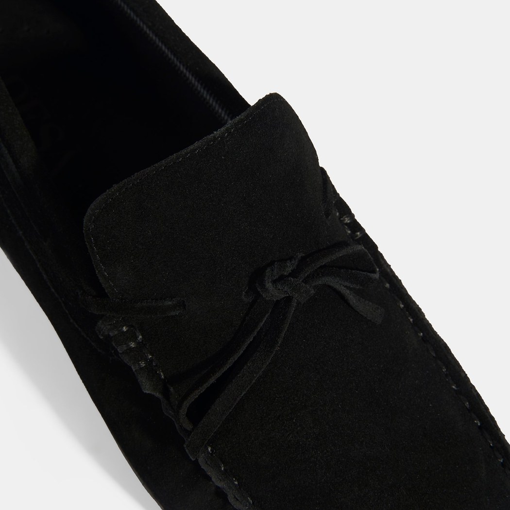 Calandra Siyah Erkek Bağcık Detaylı Slip-On Süet Loafer