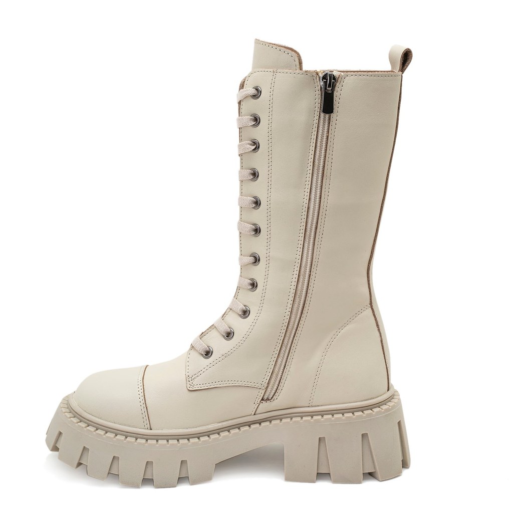 Candi Ekru Kadın Deri Postal Bot