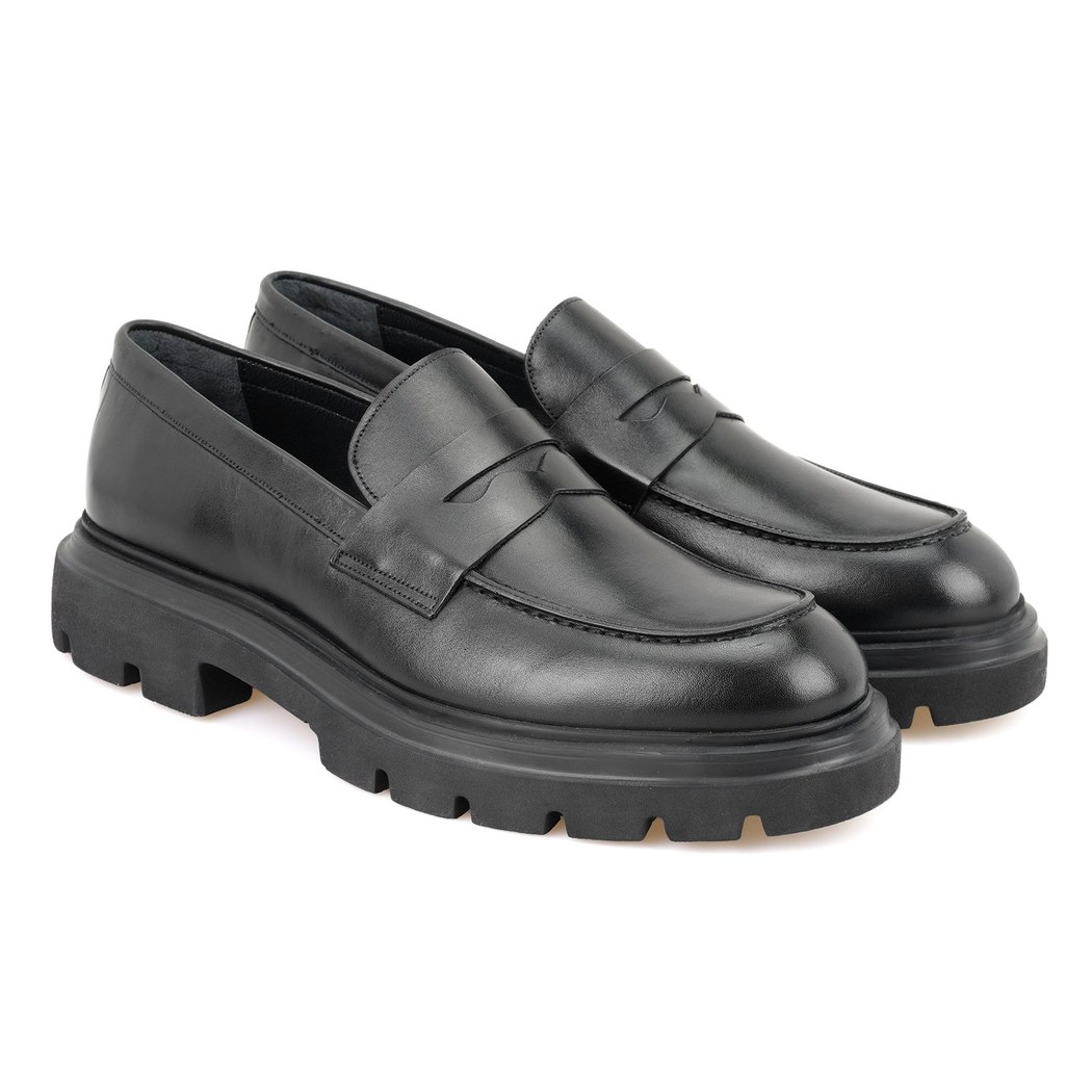 Candra Siyah Erkek Deri Günlük Ayakkabı