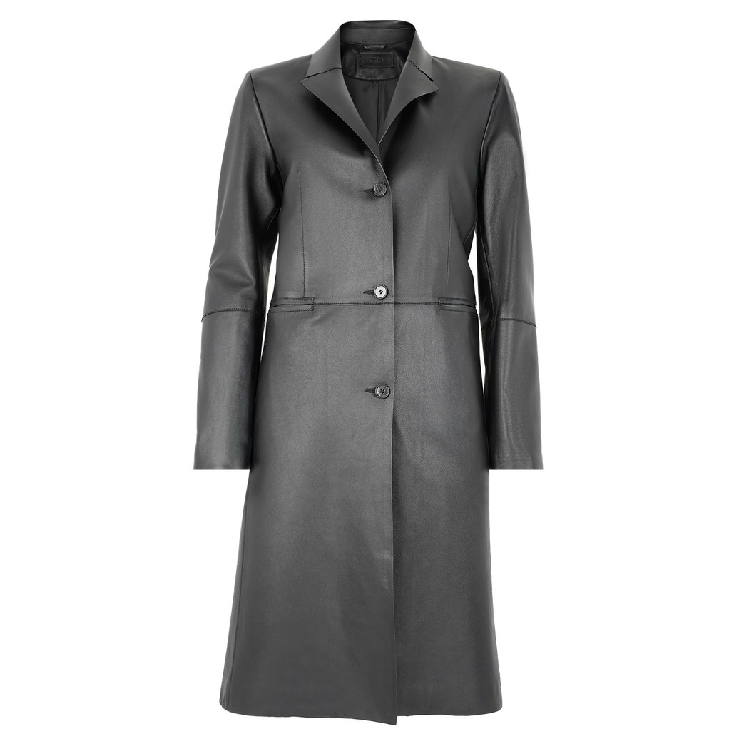 Canika Siyah Kadın Deri Blazer Trençkot