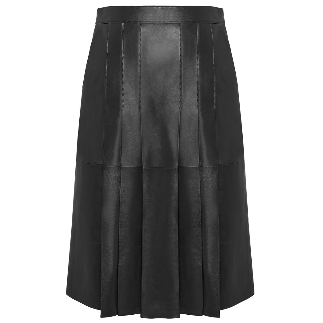 Carden Siyah Deri Pilili Etek