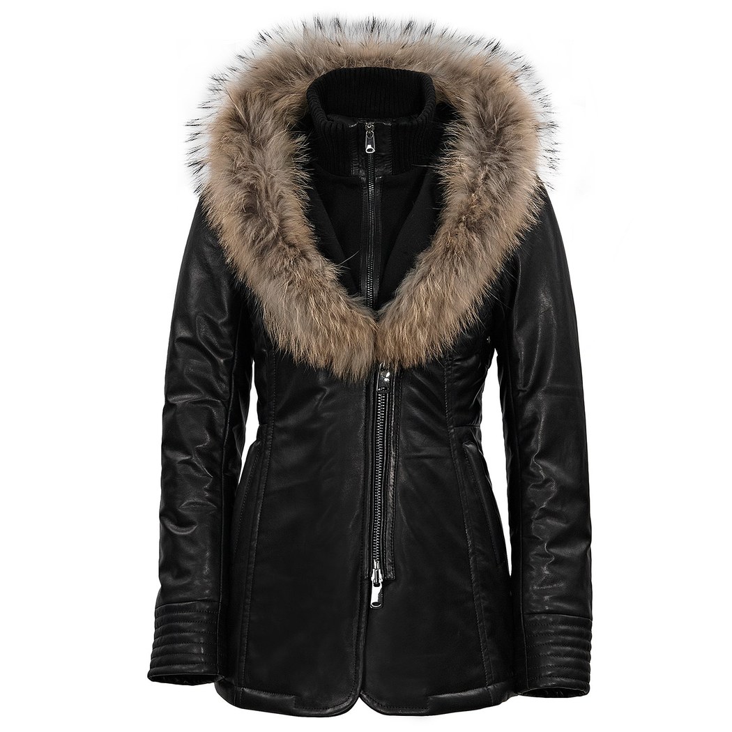 Carletta Kadın Kürk Kapişonlu  Şişme Kaban