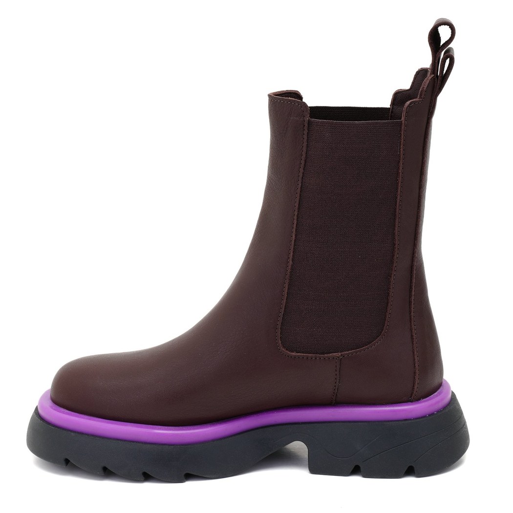 Carmen Kahve Kadın Yandan Lastikli Deri Chelsea Bot