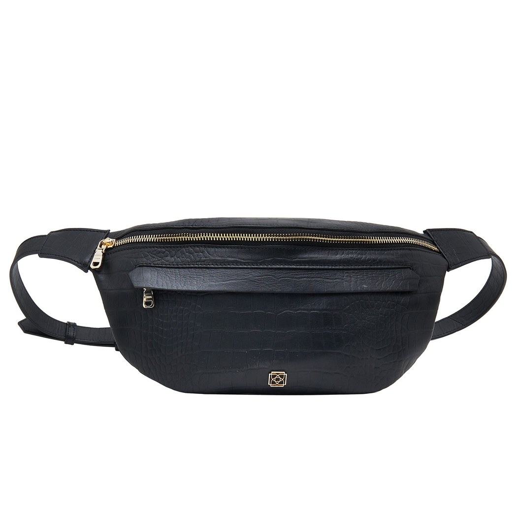 Carol Siyah Kadın Kroko Baskılı Deri Bel Çantası