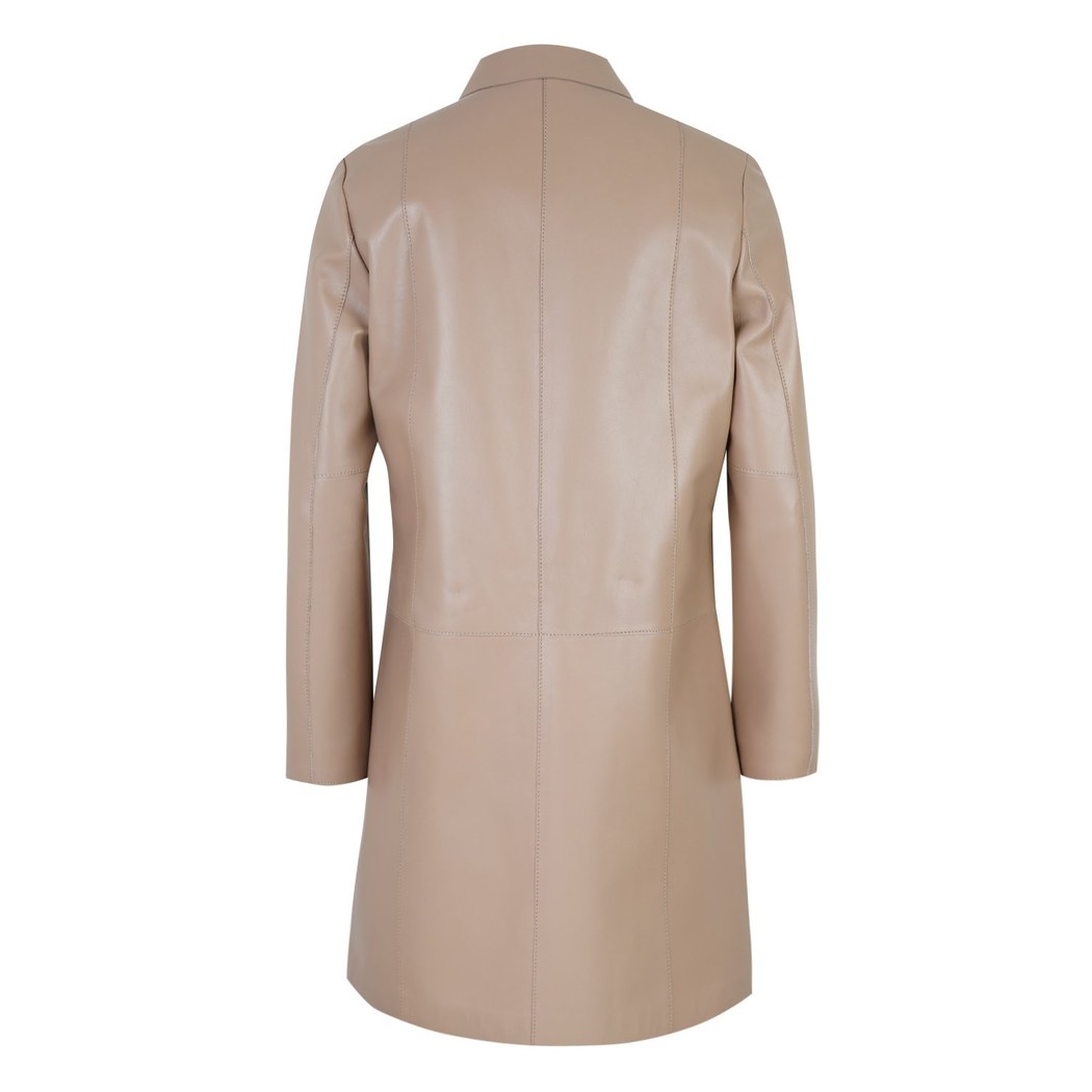 Catori Bej Kadın Deri Trençkot