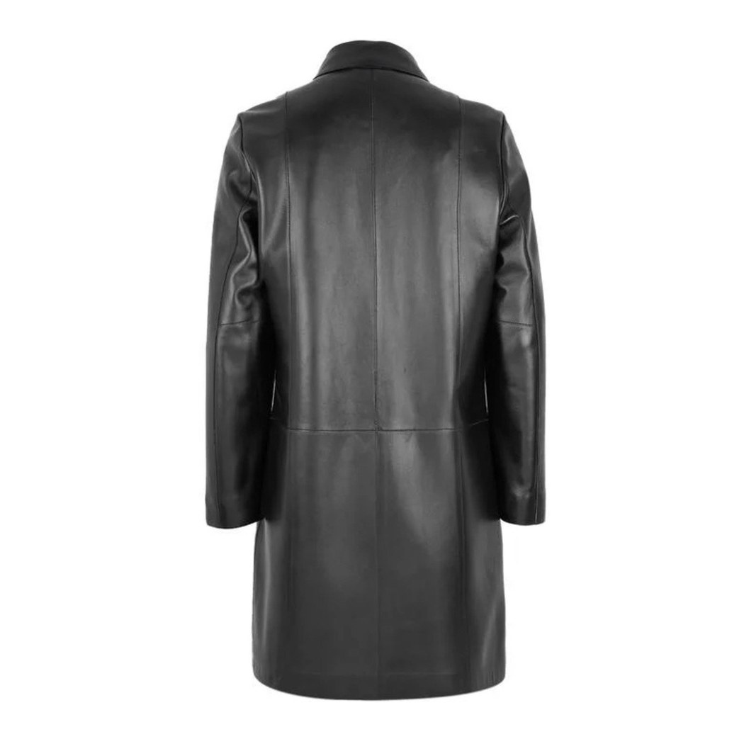 Catori Siyah Kadın Deri Trençkot