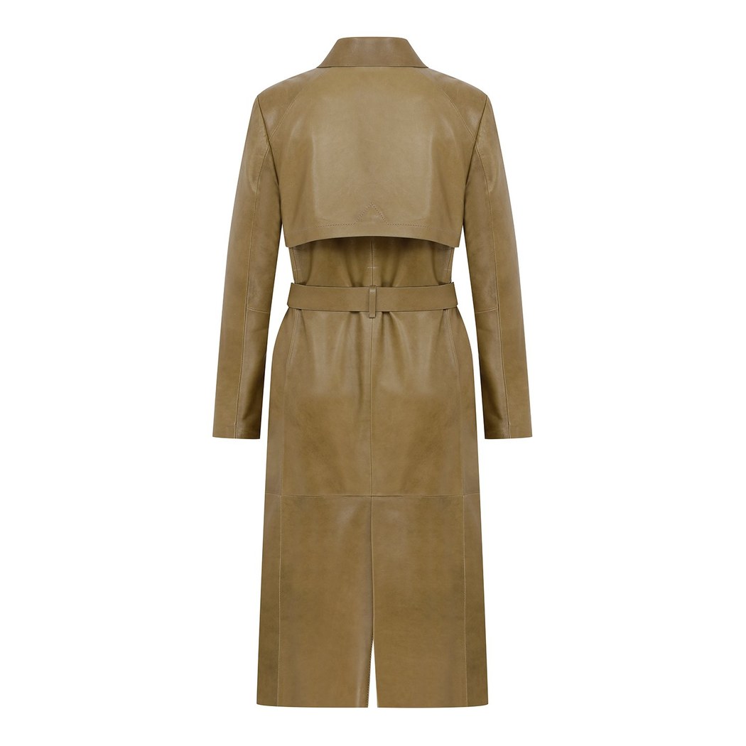 Caylee Kadın Haki Deri Trençkot