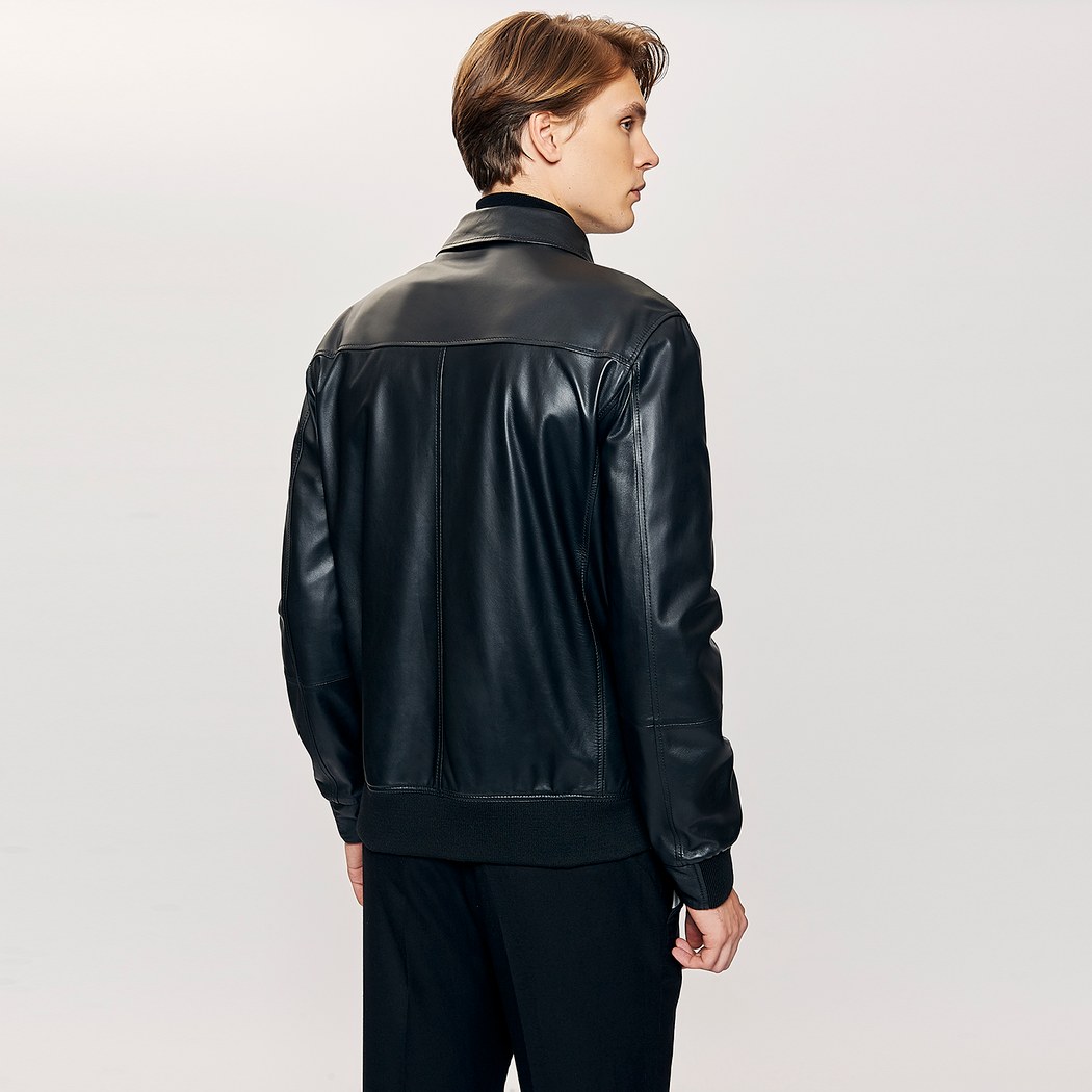 Cirino Erkek Gömlek Yakalı Deri Ceket