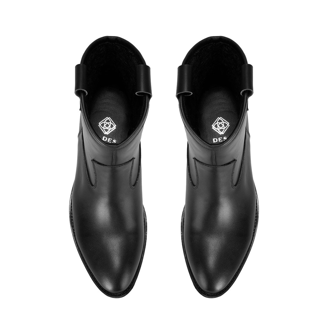 Colleen Siyah Kadın Topuklu Deri Kovboy Botu