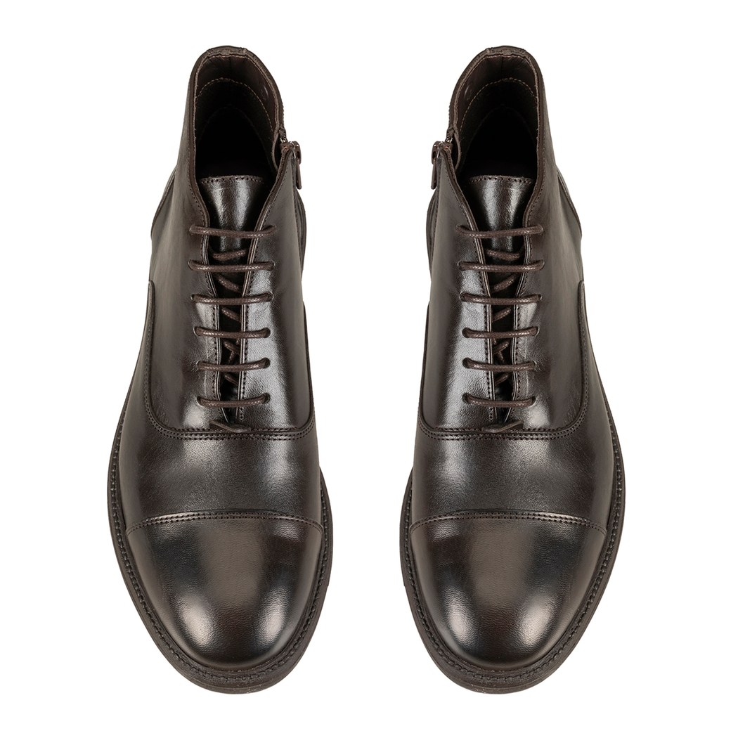 Corey Kahve Erkek Fermuarlı Deri Bot