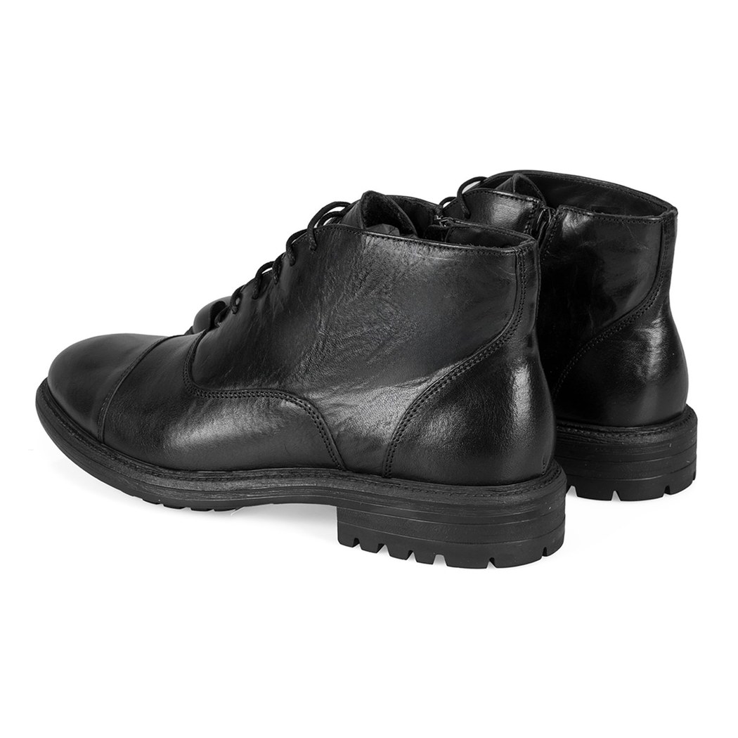 Corey Siyah Erkek Fermuarlı Deri Bot