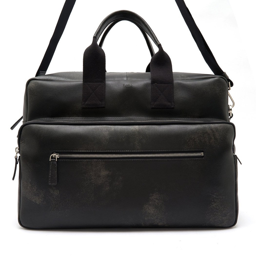 Cort Siyah Erkek Deri Seyahat Çantası