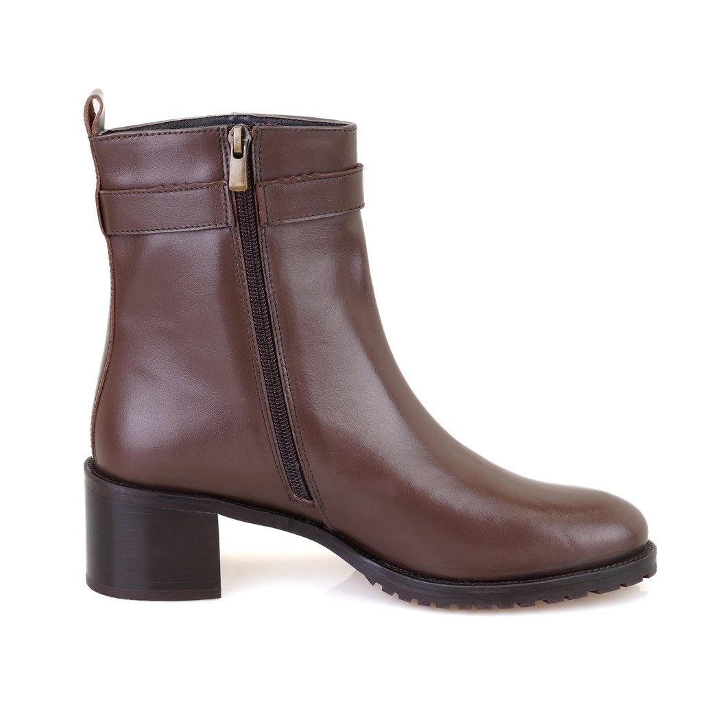 Cosa Kahve Kadın Fermuarlı Topuklu Deri Bot