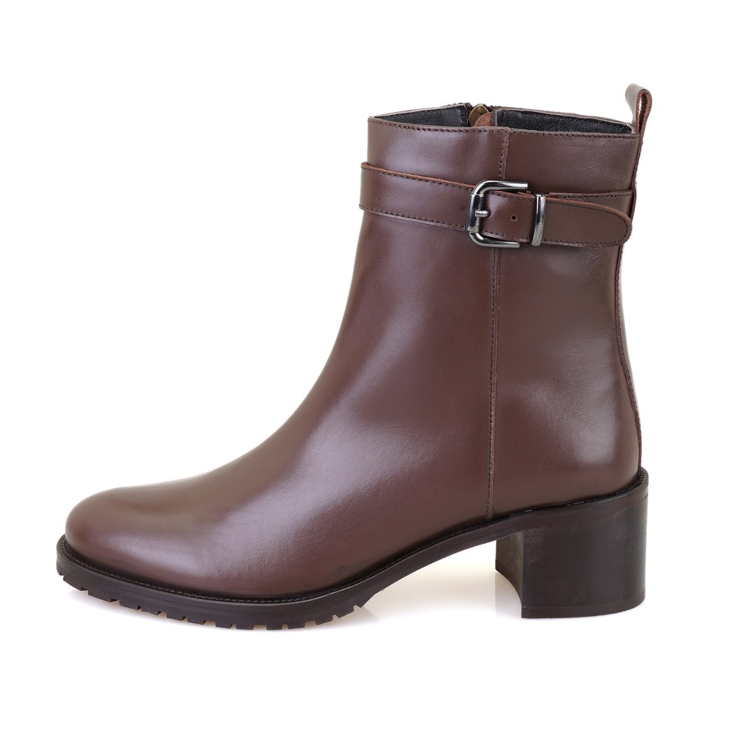 Cosa Kahve Kadın Fermuarlı Topuklu Deri Bot