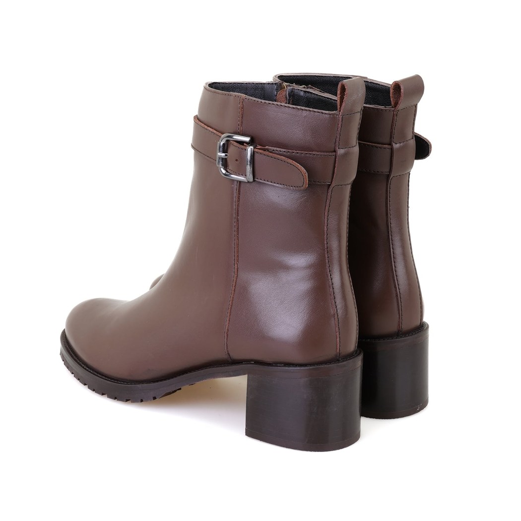 Cosa Kahve Kadın Fermuarlı Topuklu Deri Bot