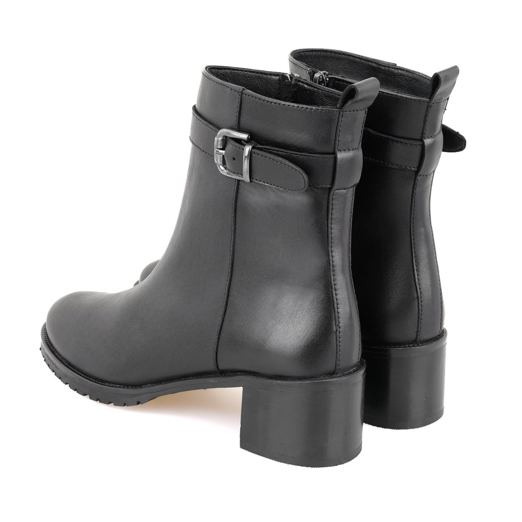 Cosa Siyah Kadın Fermuarlı Deri Bot