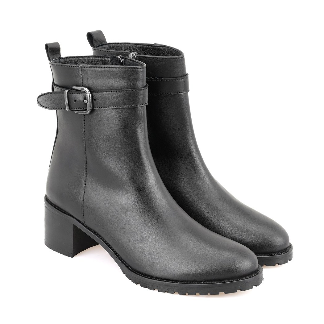 Cosa Siyah Kadın Fermuarlı Deri Bot