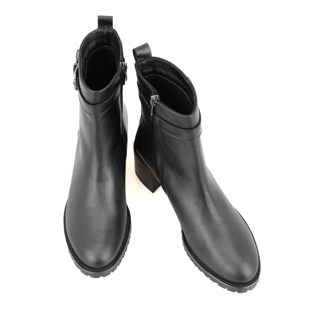 Cosa Siyah Kadın Fermuarlı Deri Bot