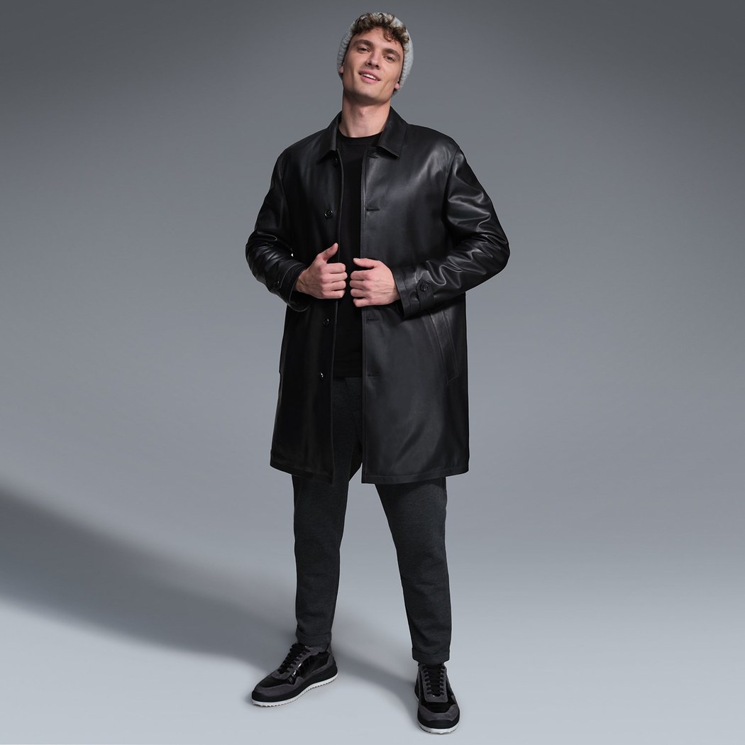 Damian Siyah Erkek Deri Kaban