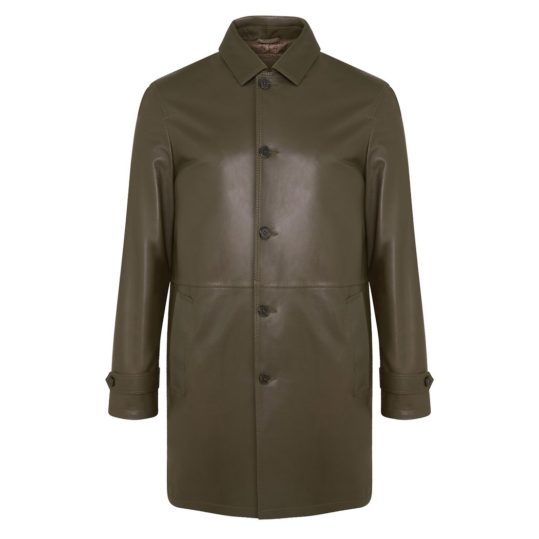 Damian Yeşil Erkek Deri Kaban