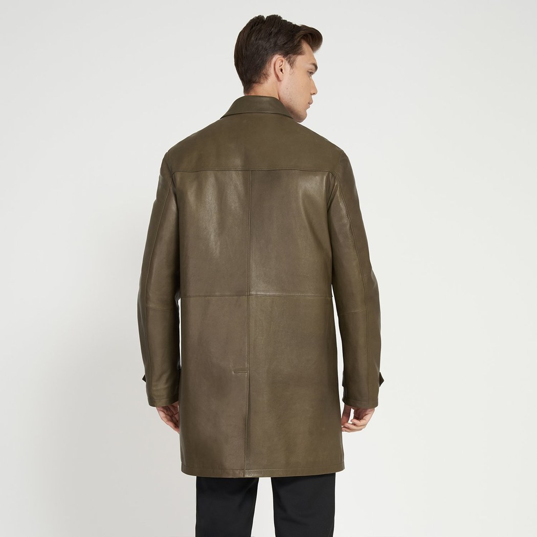 Damian Yeşil Erkek Deri Kaban