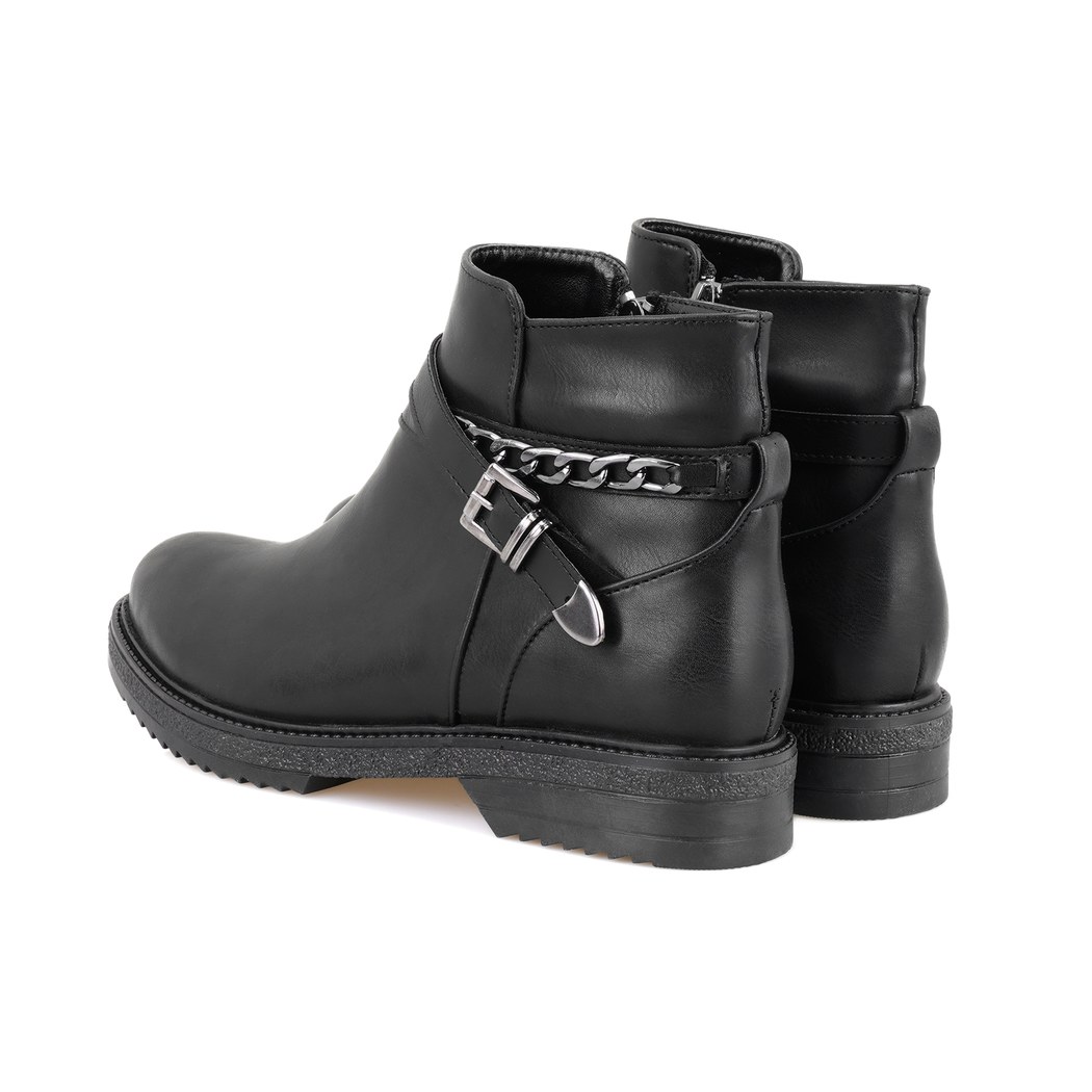 Dean Siyah Kadın Toka Detaylı Fermuarlı Bot