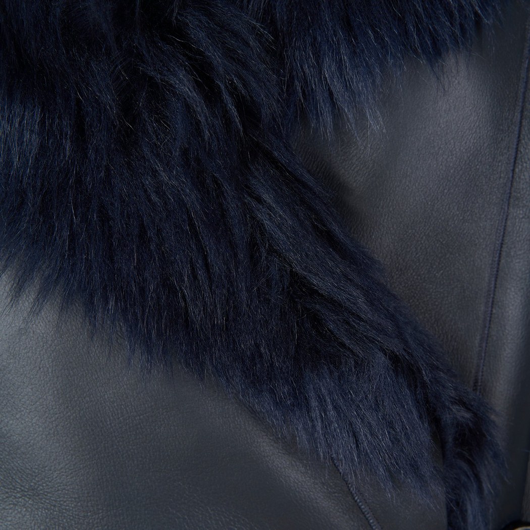 Debora Lacivert Kadın Kürk Ceket