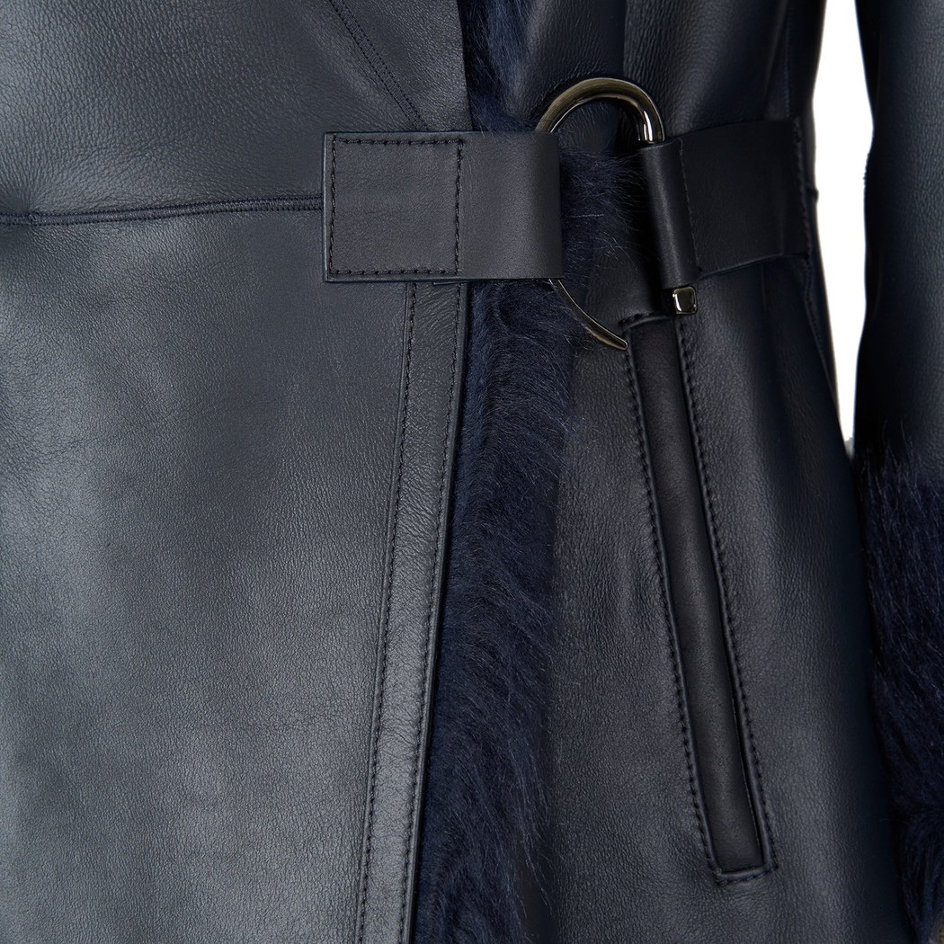 Debora Lacivert Kadın Kürk Ceket