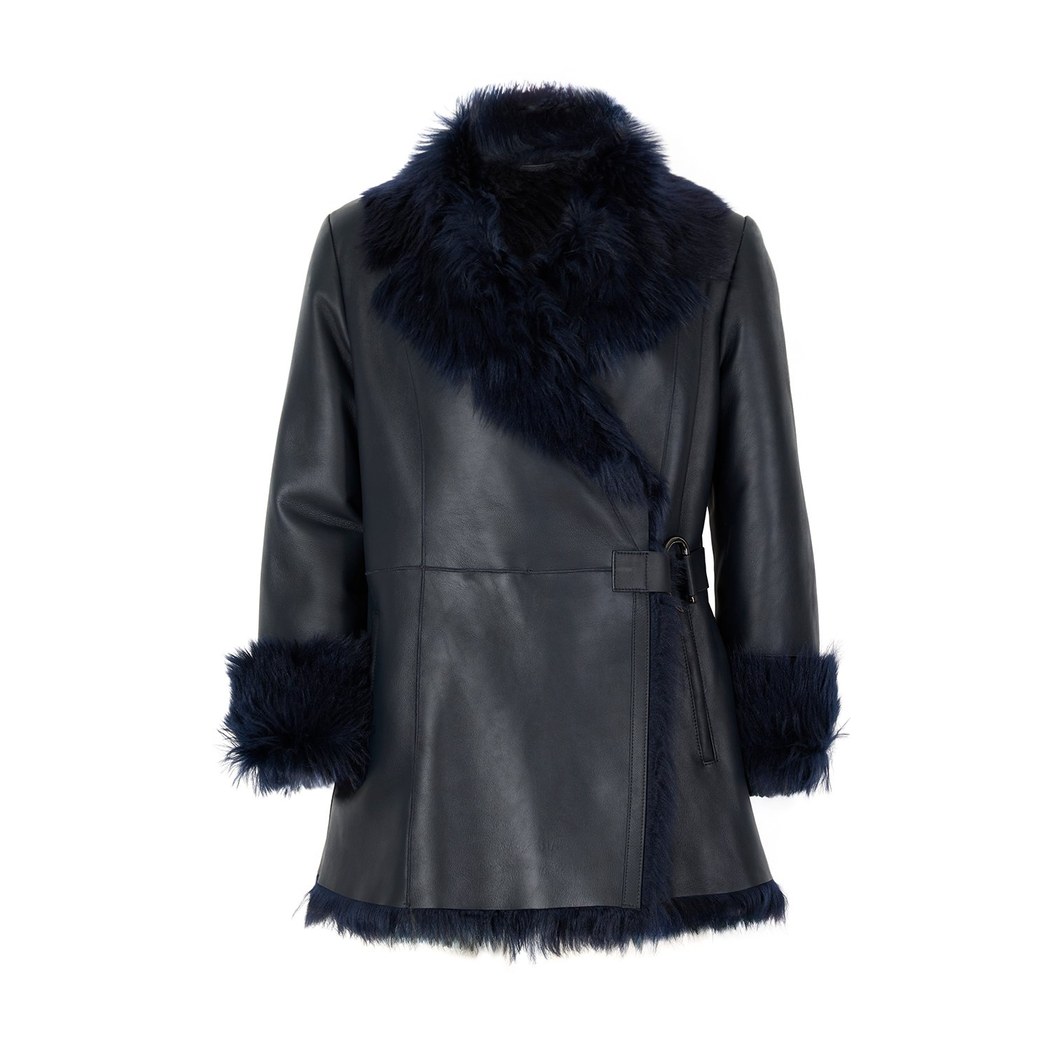 Debora Lacivert Kadın Kürk Ceket