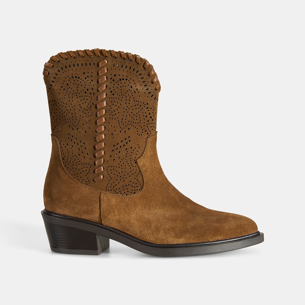 DESA GH Kadın Taba Süet Deri Kovboy Bot