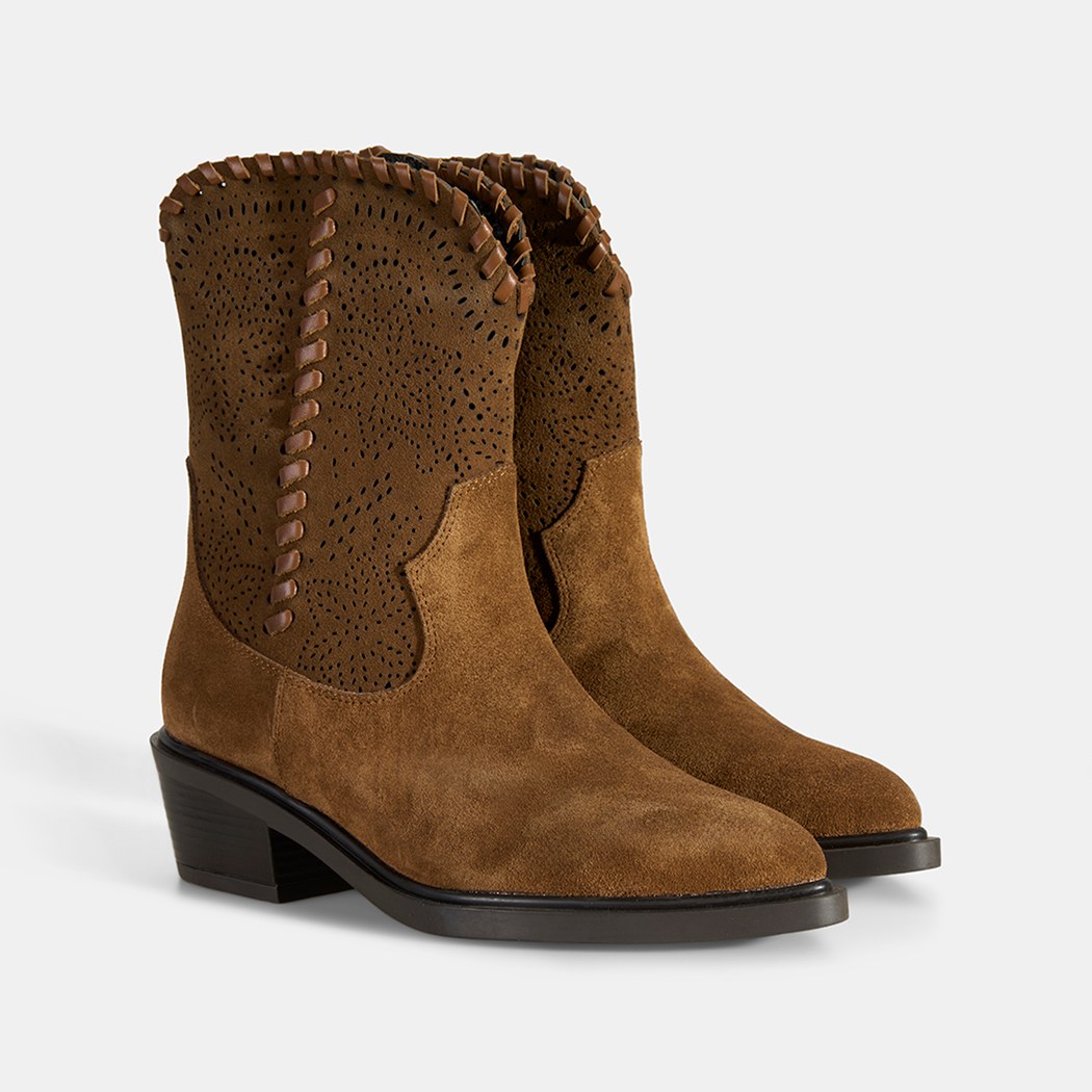 DESA GH Kadın Taba Süet Deri Kovboy Bot