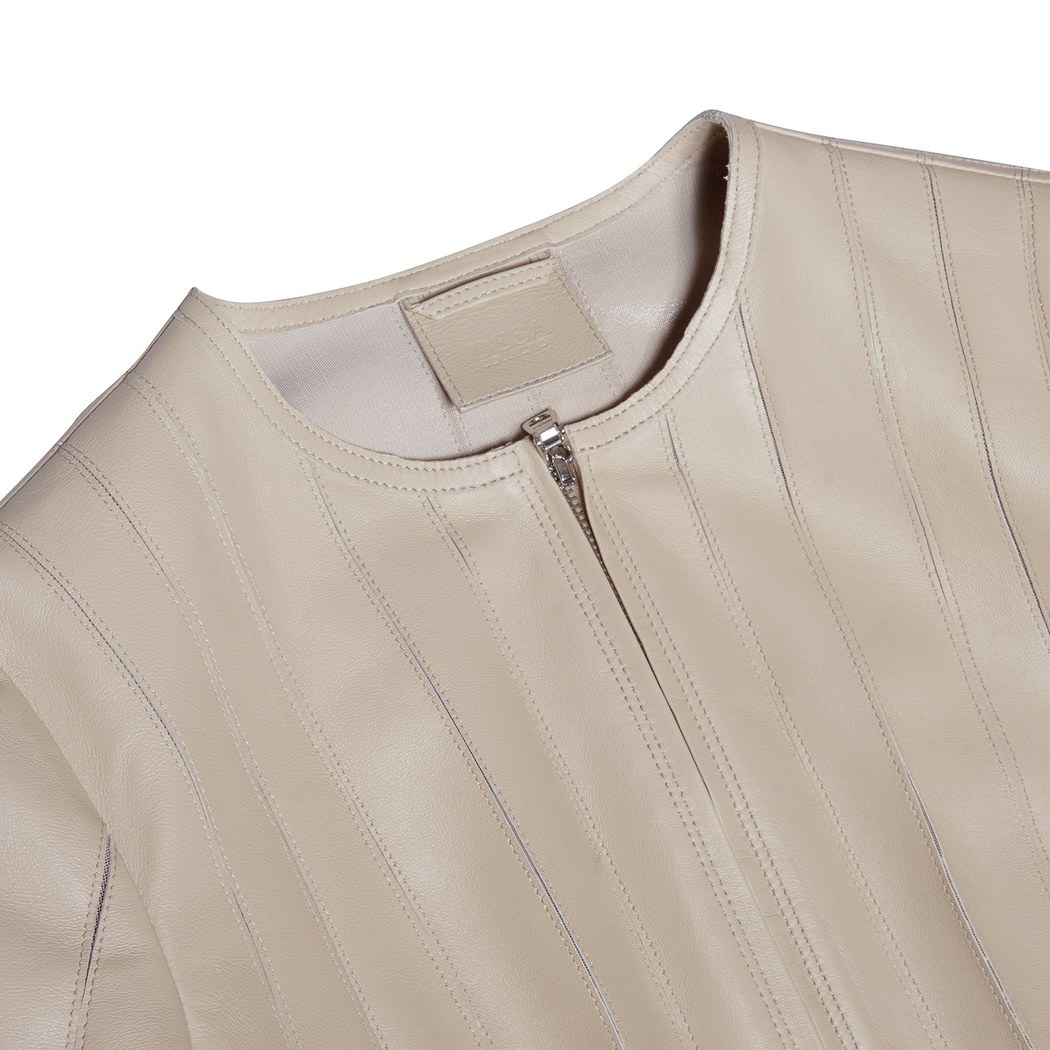 Deundria Kadın Fit Panelli Deri Ceket