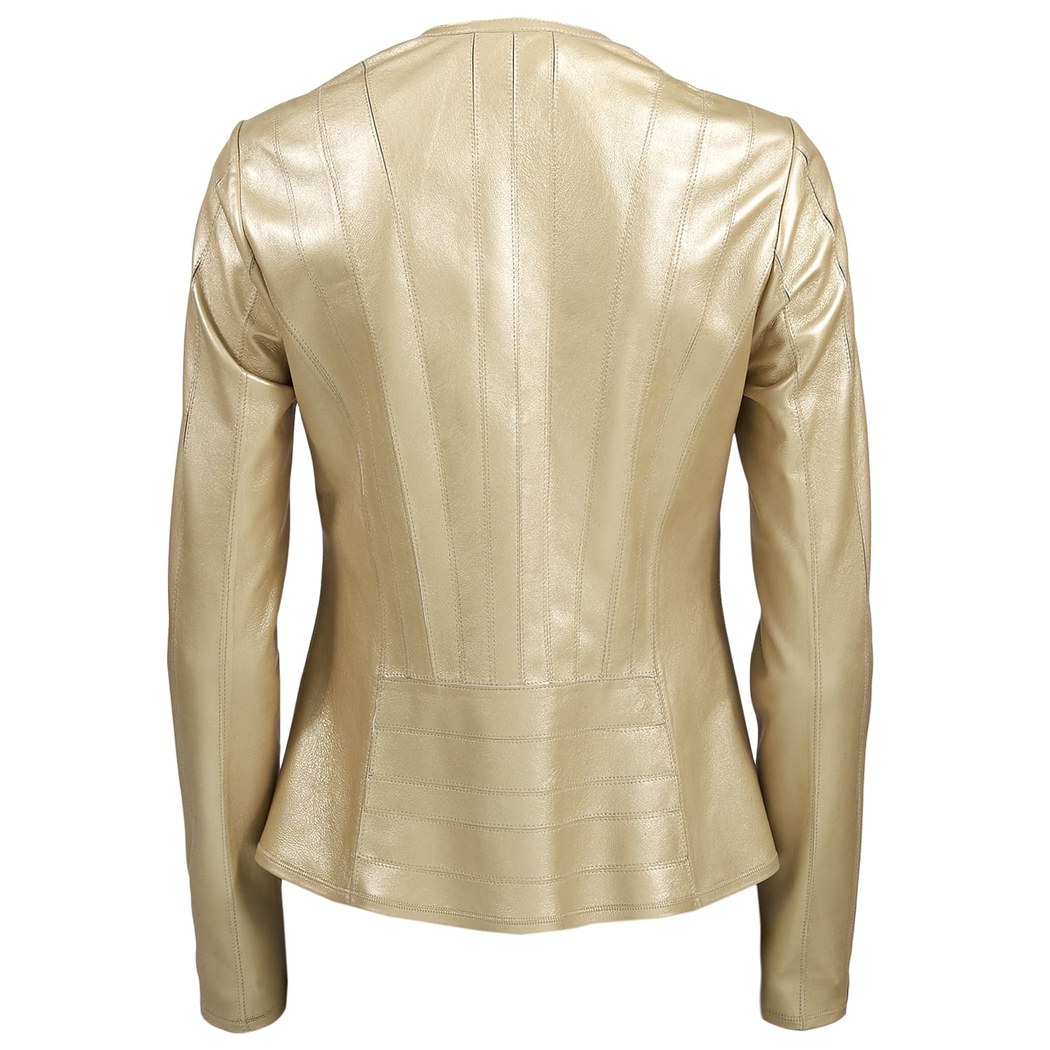 Deundria Kadın Fit Panelli Deri Ceket