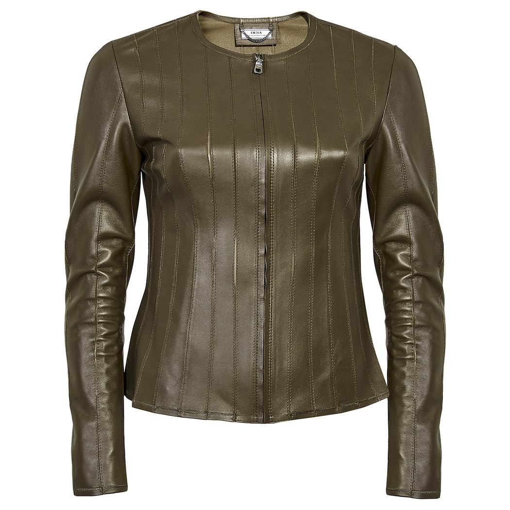 Deundria Kadın Fit Panelli Deri Ceket