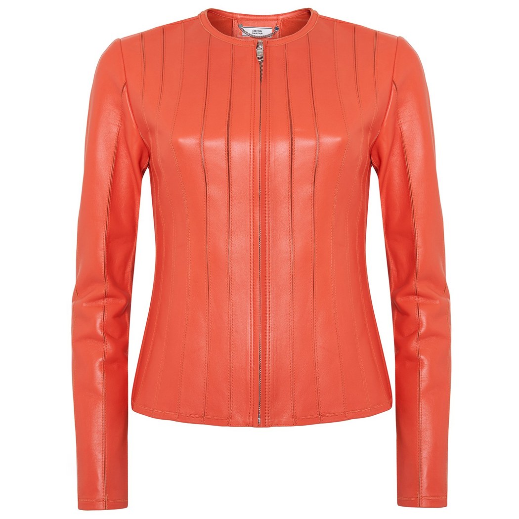 Deundria Kadın Fit Panelli Deri Ceket