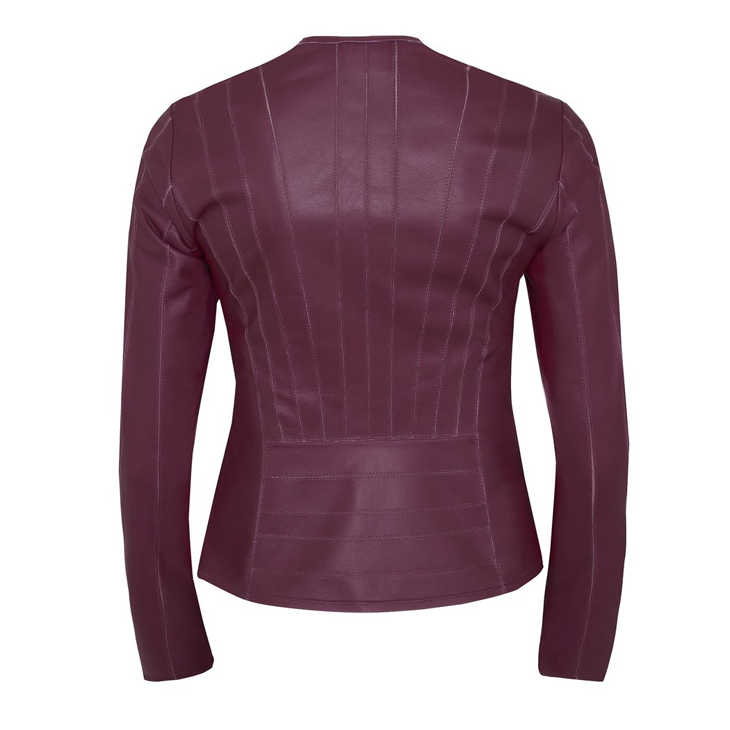 Deundria Kadın Fit Panelli Deri Ceket