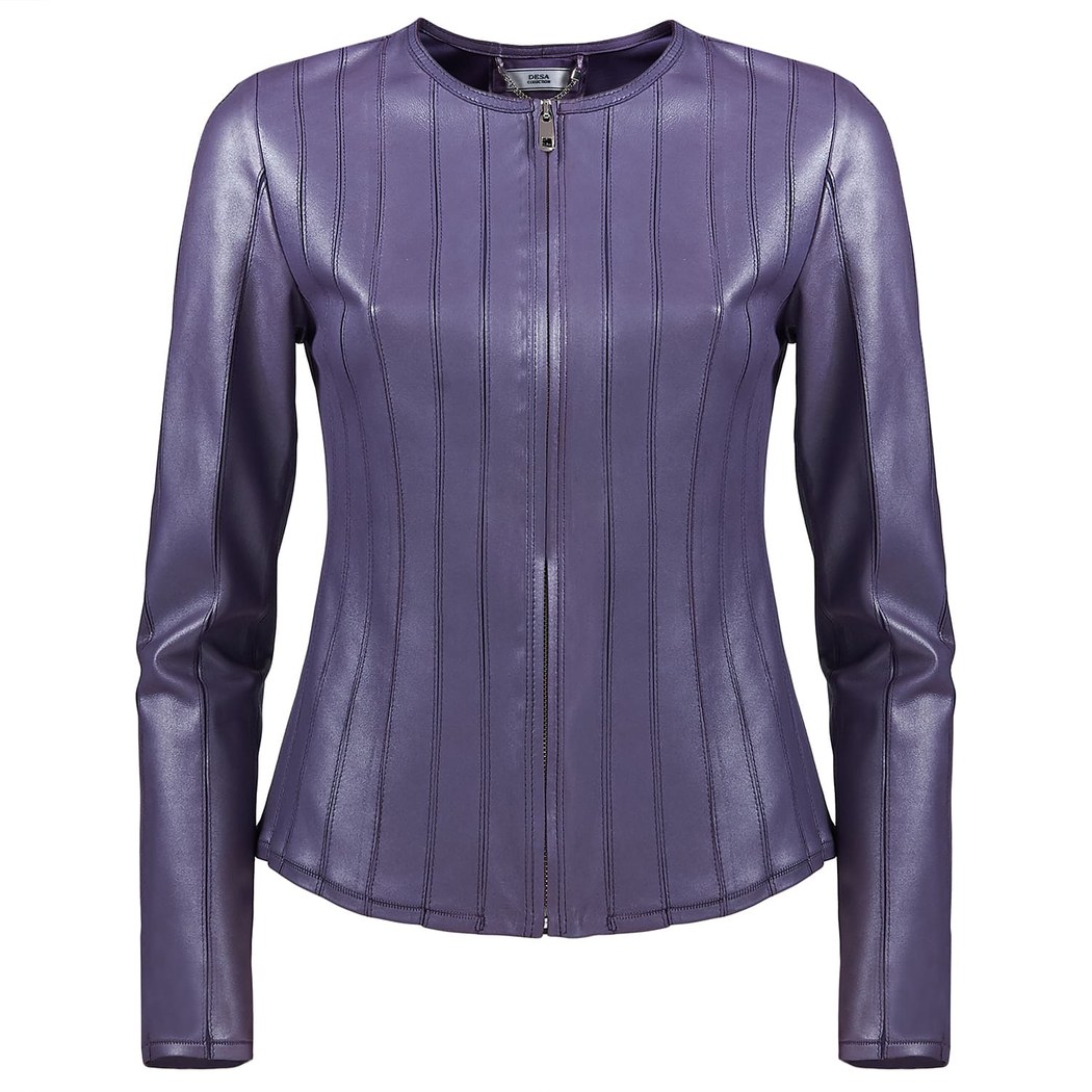 Deundria Kadın Fit Panelli Deri Ceket