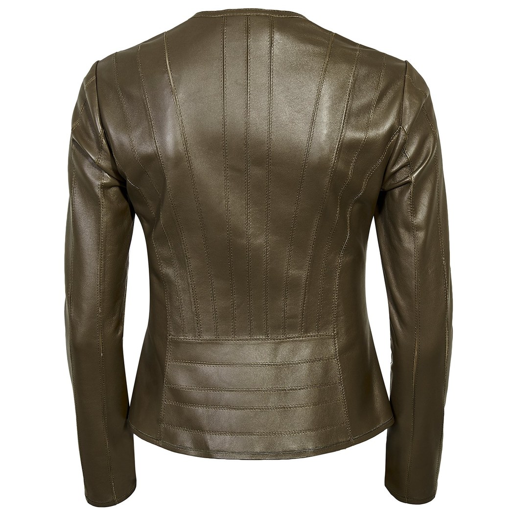 Deundria Kadın Fit Panelli Deri Ceket