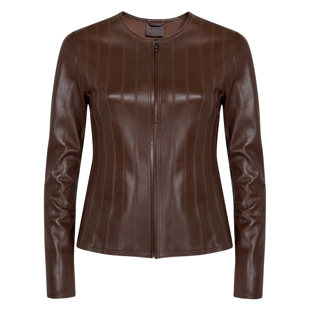 Deundria Kadın Fit Panelli Deri Ceket