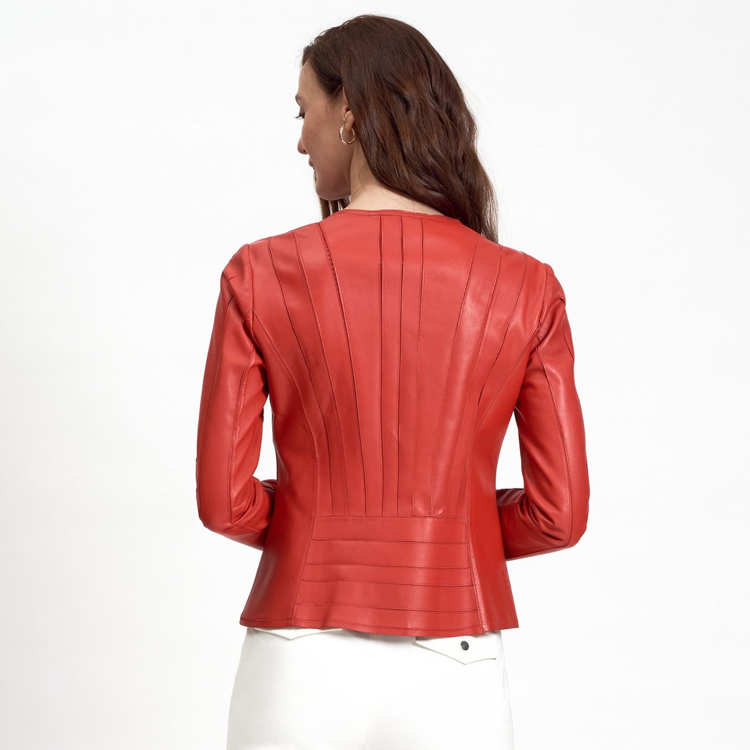 Deundria Kadın Panelli Fit Deri Ceket