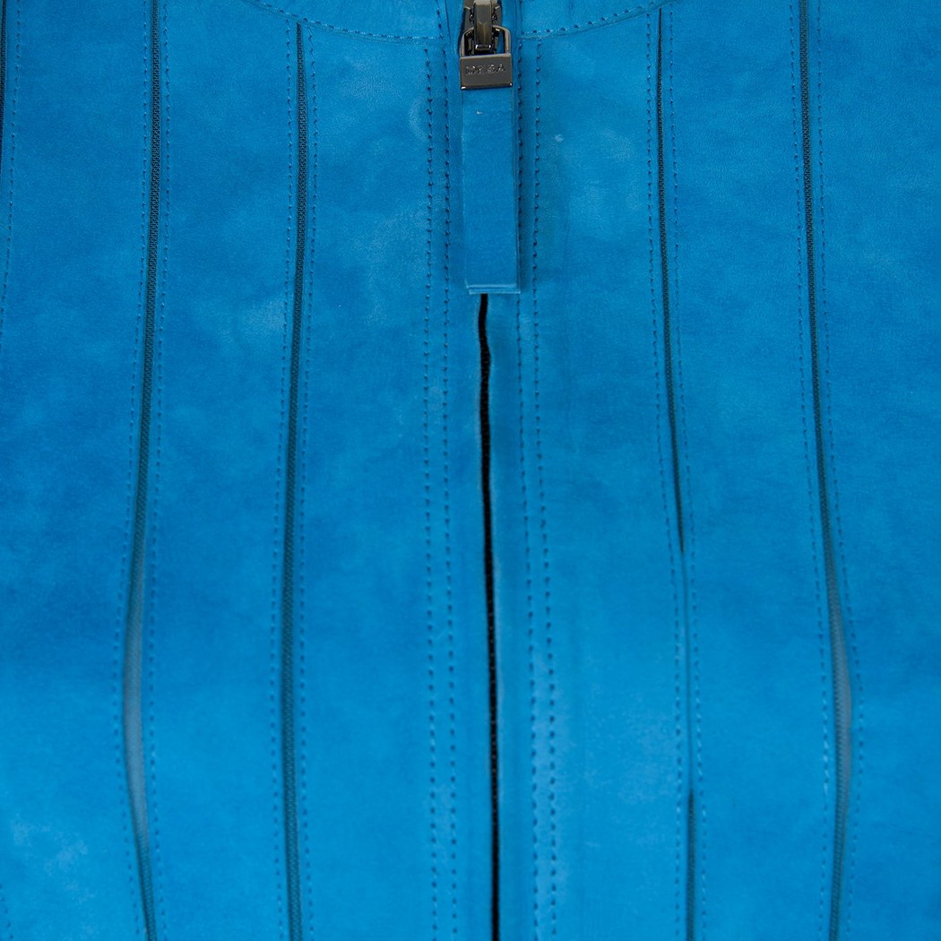 Deundria Mavi Kadın Panelli Fit Süet Ceket