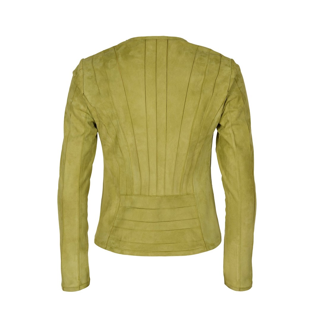 Deundria Yeşil Kadın Panelli Fit Süet Ceket