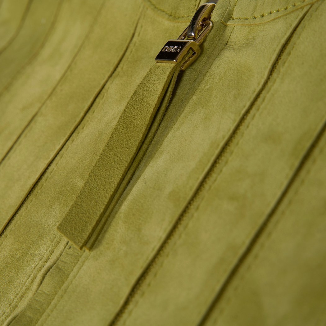 Deundria Yeşil Kadın Panelli Fit Süet Ceket