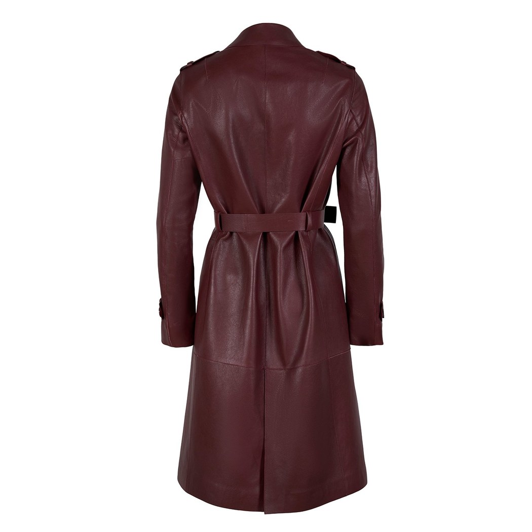 Dimitrina Bordo Kadın Deri Trençkot