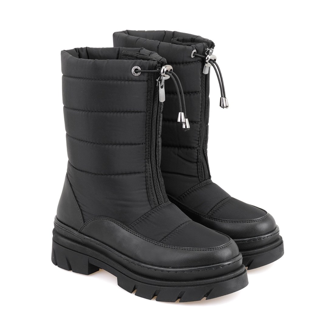 Dolf Siyah Kadın Fermuarlı Puffer Çizme