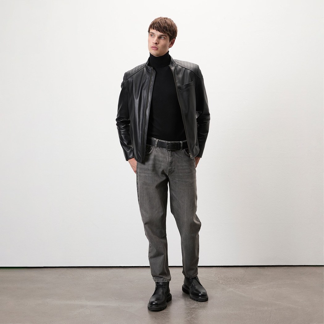 Dugan Siyah Erkek Deri Mont